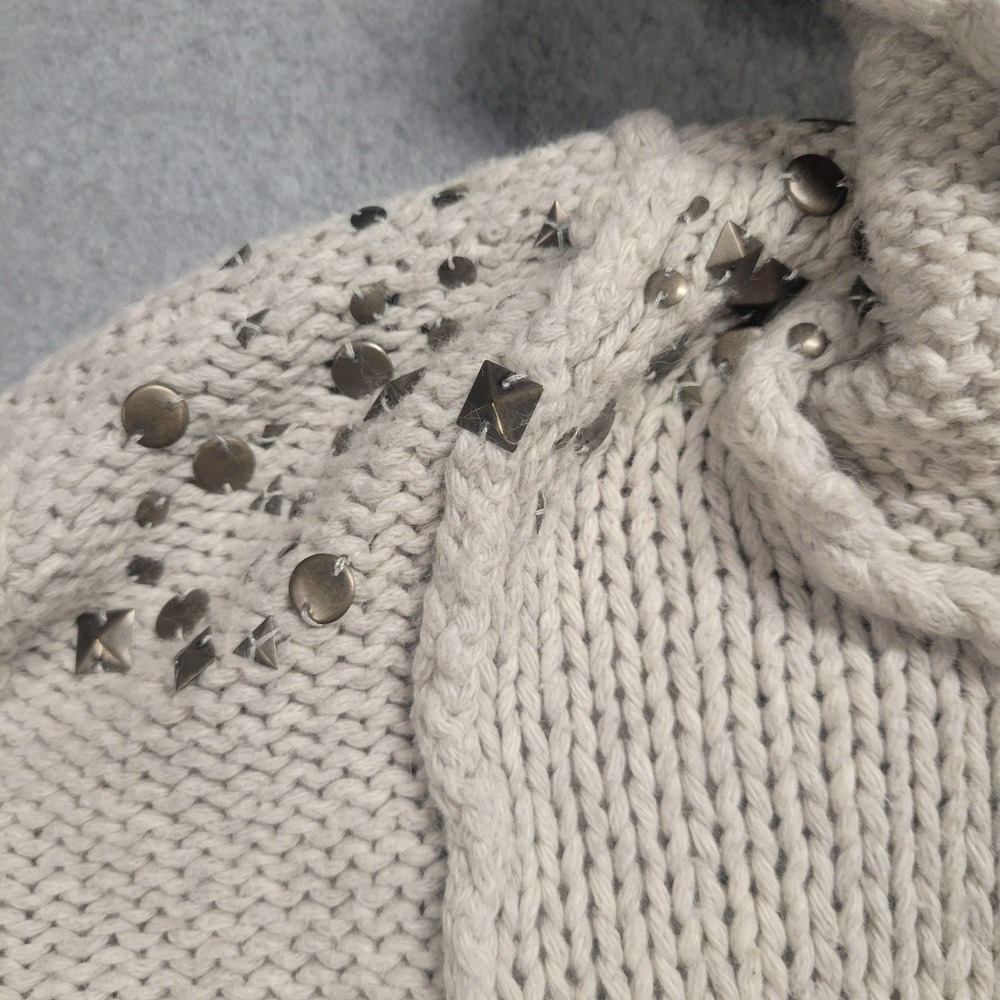 Free People Sweater Size Medium Chunky Cable Knit Oversized Gray Boho Indie - Picture 4 of 9